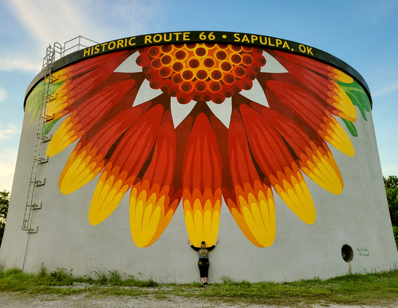 66' wide Indian Blanket Mural on Route 66 in Sapulpa, Oklahoma